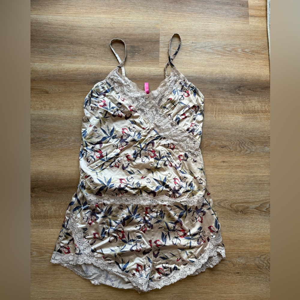 Floral Lace Trim Sleepwear Set